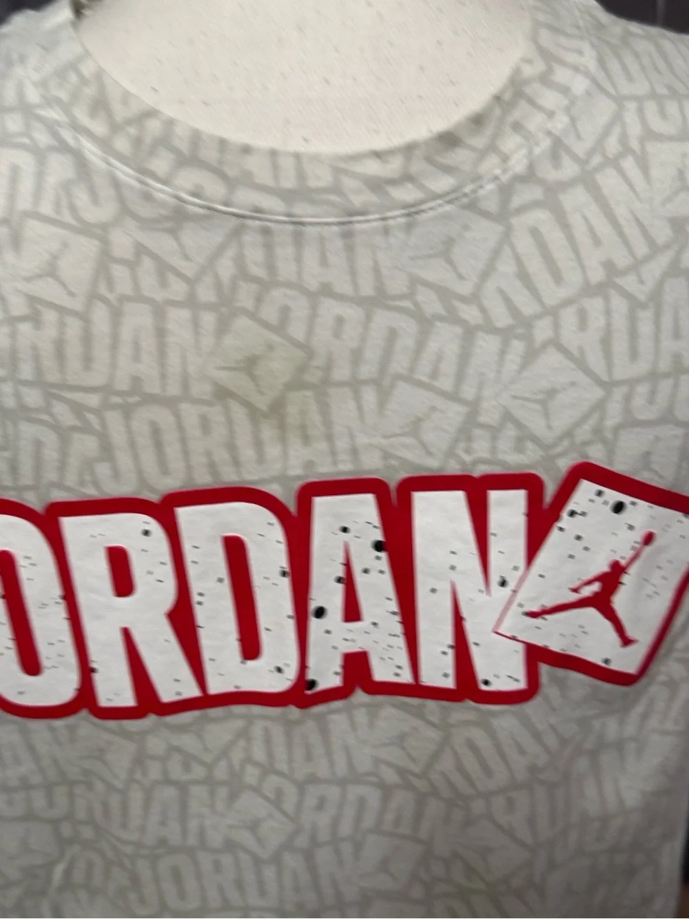 Jordan White Tee with Red Logo Graphic